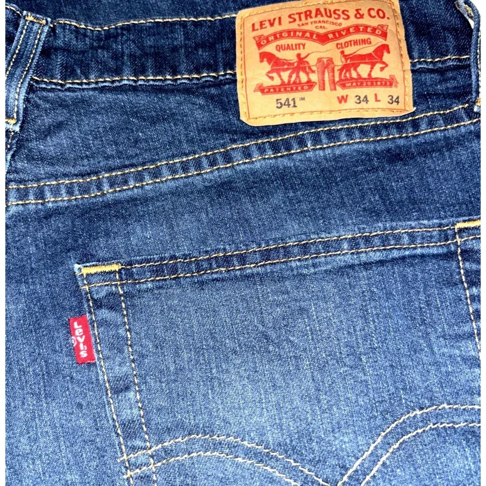 Levi's 541 Jeans Men's Size 34x34 Medium Wash Denim Stretch Athletic Taper Fit - Picture 6 of 7